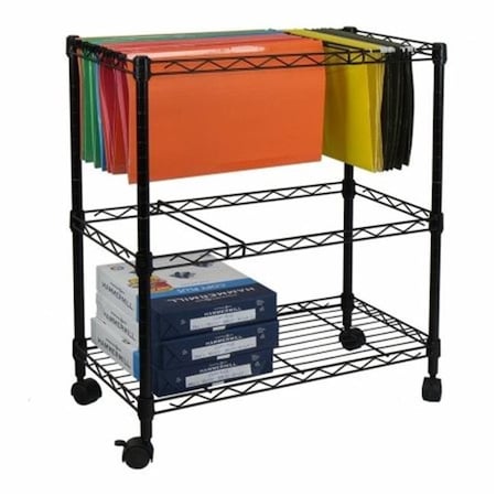 Workstationpro Portable 2-Tier Metal Rolling File Cart; Black WO122596